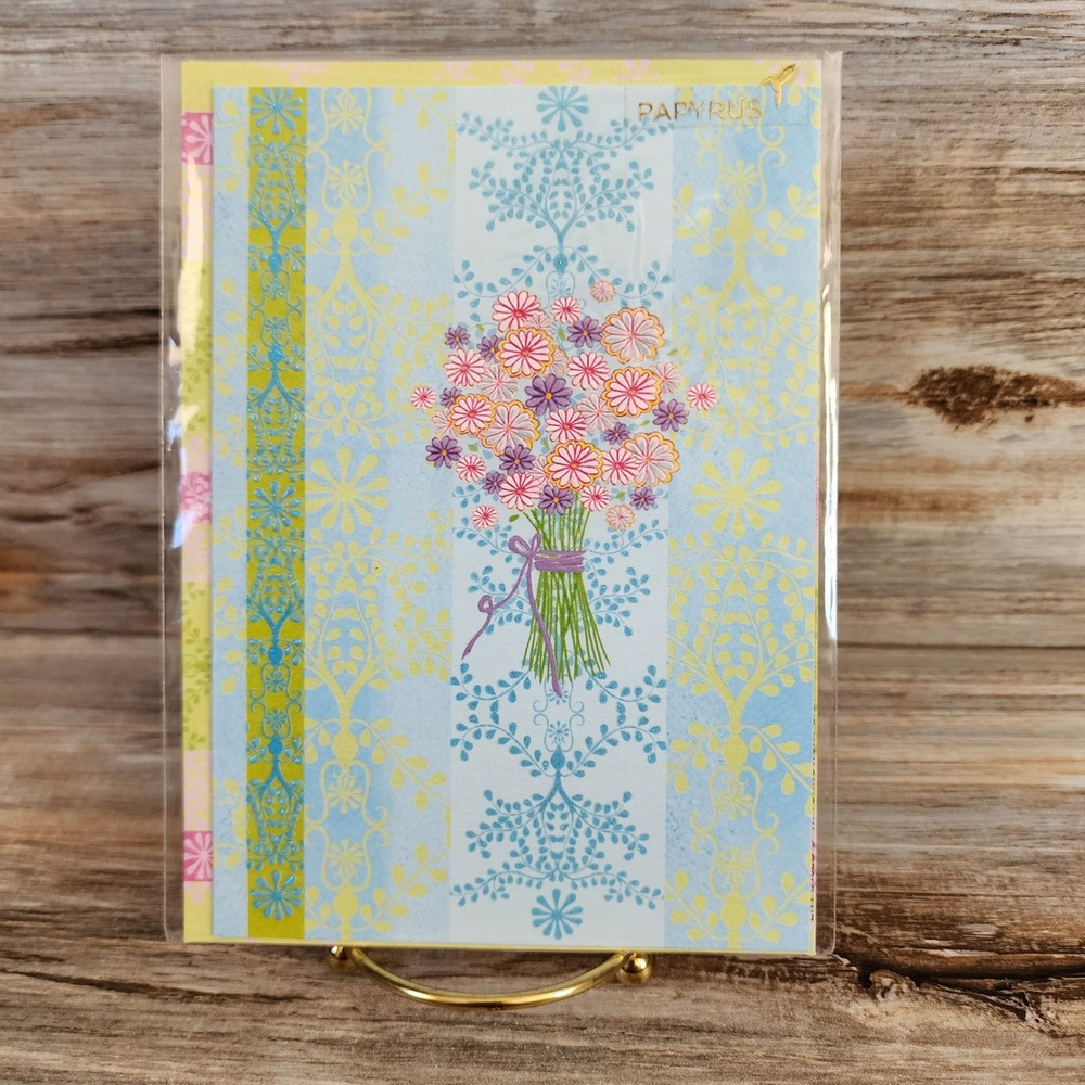 Papyrus Mothers Day Card Turnowsky Floral Bouquet Glitter Embossed New